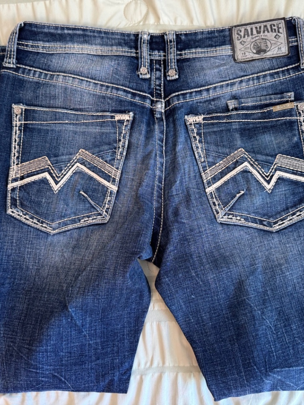 Buckle Salvage SLVG Mayhem Bootcut Jeans Mens 34x33 Distressed Medium Wash - Picture 2 of 5